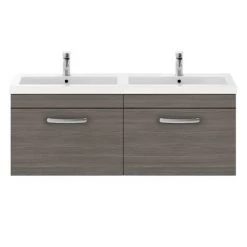 Brooklyn 1205mm Grey Avola Wall Hung 2 Drawer Double Basin Vanity Unit 11 Brooklyn 1205mm Grey Avola Wall Hung 2 Drawer Double Basin Vanity Unit -Wall Hung Vanity Units Shop BWH12GA1D d4n 460