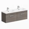 Brooklyn 1205mm Grey Avola Wall Hung 2 Drawer Double Basin Vanity Unit -Wall Hung Vanity Units Shop BWH12GA1D prod