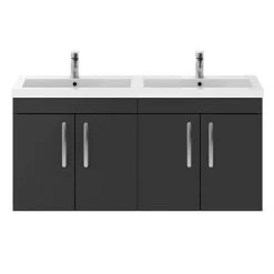 Brooklyn 1205mm Gloss Grey Wall Hung 4 Door Double Basin Vanity Unit -Wall Hung Vanity Units Shop BWH12GG2D d3 460