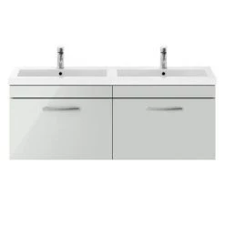 Brooklyn 1205mm Grey Mist Wall Hung 2 Drawer Double Basin Vanity Unit 12 Brooklyn 1205mm Grey Mist Wall Hung 2 Drawer Double Basin Vanity Unit -Wall Hung Vanity Units Shop BWH12GM1D d5 460