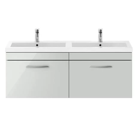 Brooklyn 1205mm Grey Mist Wall Hung 2 Drawer Double Basin Vanity Unit 7 Brooklyn 1205mm Grey Mist Wall Hung 2 Drawer Double Basin Vanity Unit - Image 5