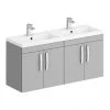 Brooklyn 1205mm Grey Mist Wall Hung 4 Door Double Basin Vanity Unit 1 Brooklyn 1205mm Grey Mist Wall Hung 4 Door Double Basin Vanity Unit -Wall Hung Vanity Units Shop BWH12GM2D np