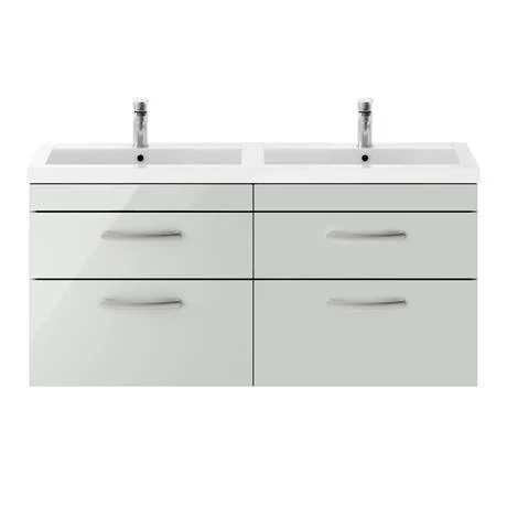 Brooklyn 1205mm Grey Mist Wall Hung 4 Drawer Double Basin Vanity Unit 7 Brooklyn 1205mm Grey Mist Wall Hung 4 Drawer Double Basin Vanity Unit - Image 5