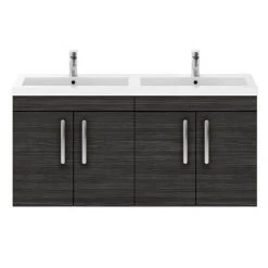 Brooklyn 1205mm Black Wall Hung 4 Door Double Basin Vanity Unit 9 Brooklyn 1205mm Black Wall Hung 4 Door Double Basin Vanity Unit -Wall Hung Vanity Units Shop BWH12HB2D d3 460