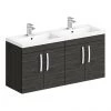 Brooklyn 1205mm Black Wall Hung 4 Door Double Basin Vanity Unit 1 Brooklyn 1205mm Black Wall Hung 4 Door Double Basin Vanity Unit -Wall Hung Vanity Units Shop BWH12HB2D np