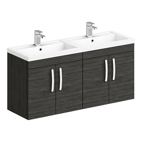 Brooklyn 1205mm Black Wall Hung 4 Door Double Basin Vanity Unit 3 Brooklyn 1205mm Black Wall Hung 4 Door Double Basin Vanity Unit