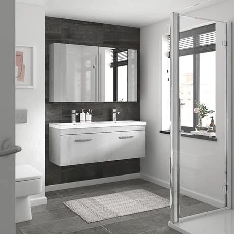 Brooklyn 1205mm Grey Mist Wall Hung 2 Drawer Double Basin Vanity Unit 6 Brooklyn 1205mm Grey Mist Wall Hung 2 Drawer Double Basin Vanity Unit - Image 4