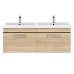Brooklyn 1205mm Natural Oak Wall Hung 2 Drawer Double Basin Vanity Unit 11 Brooklyn 1205mm Natural Oak Wall Hung 2 Drawer Double Basin Vanity Unit -Wall Hung Vanity Units Shop BWH12N1D d3 460