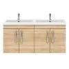 Brooklyn 1205mm Natural Oak Wall Hung 4 Door Double Basin Vanity Unit -Wall Hung Vanity Units Shop BWH12NO2D p