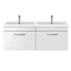 Brooklyn 1205mm Gloss White Wall Hung 2 Drawer Double Basin Vanity Unit 10 Brooklyn 1205mm Gloss White Wall Hung 2 Drawer Double Basin Vanity Unit -Wall Hung Vanity Units Shop BWH12W1D d3 460