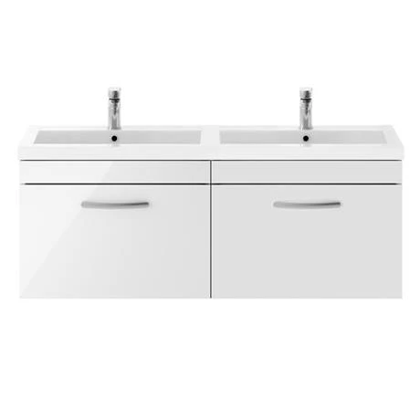 Brooklyn 1205mm Gloss White Wall Hung 2 Drawer Double Basin Vanity Unit 6 Brooklyn 1205mm Gloss White Wall Hung 2 Drawer Double Basin Vanity Unit - Image 4