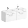 Brooklyn 1205mm Gloss White Wall Hung 2 Drawer Double Basin Vanity Unit -Wall Hung Vanity Units Shop BWH12W1D np