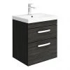 Brooklyn 500 Black Wall Hung 2 Drawer Vanity Unit with Thin-Edge Basin -Wall Hung Vanity Units Shop BWH5BLK2DTE np