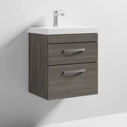 Brooklyn 500 Grey Avola Wall Hung 2 Drawer Vanity Unit with Thin-Edge Basin 9 Brooklyn 500 Grey Avola Wall Hung 2 Drawer Vanity Unit with Thin-Edge Basin -Wall Hung Vanity Units Shop BWH5GA2DTE nd3 460