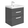 Brooklyn 500 Gloss Grey Wall Hung 2 Drawer Vanity Unit with Thin-Edge Basin -Wall Hung Vanity Units Shop BWH5GG2DTE prod 670