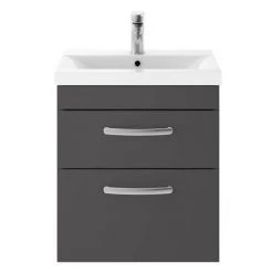 Brooklyn 500mm Gloss Grey 2 Drawer Wall Hung Vanity Unit 8 Brooklyn 500mm Gloss Grey 2 Drawer Wall Hung Vanity Unit -Wall Hung Vanity Units Shop BWH5GG2D d2 460