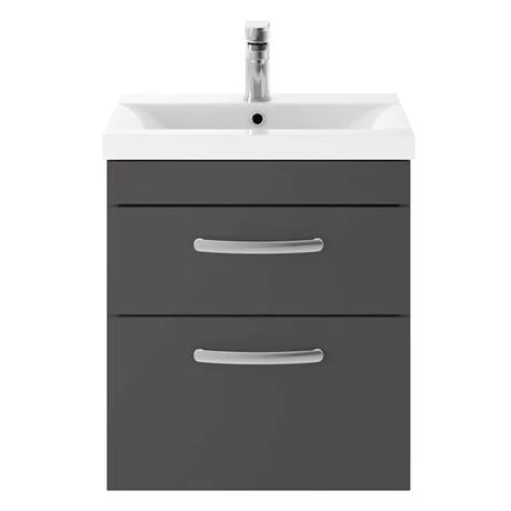 Brooklyn 500mm Gloss Grey 2 Drawer Wall Hung Vanity Unit 5 Brooklyn 500mm Gloss Grey 2 Drawer Wall Hung Vanity Unit - Image 3