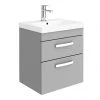 Brooklyn 500 Grey Mist Wall Hung 2 Drawer Vanity Unit with Thin-Edge Basin -Wall Hung Vanity Units Shop BWH5GM2DTE p