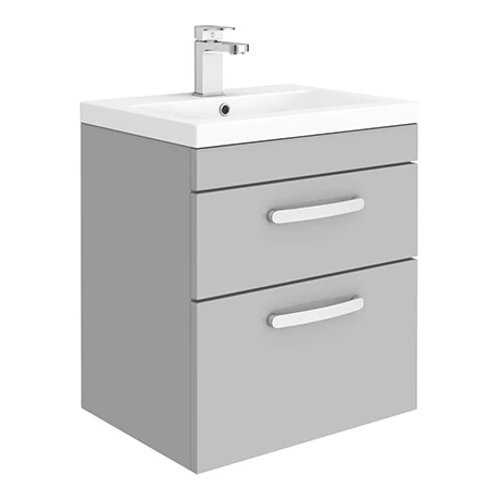 Brooklyn 500mm Grey Mist 2 Drawer Wall Hung Vanity Unit 3 Brooklyn 500mm Grey Mist 2 Drawer Wall Hung Vanity Unit