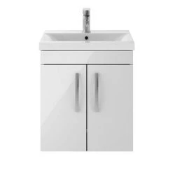 Brooklyn 500mm Gloss White 2 Door Wall Hung Vanity Unit 11 Brooklyn 500mm Gloss White 2 Door Wall Hung Vanity Unit -Wall Hung Vanity Units Shop BWH5GW d4 460