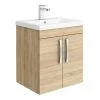 Brooklyn 500mm Natural Oak 2 Door Wall Hung Vanity Unit