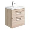 Brooklyn 500mm Natural Oak Wall Hung 2-Drawer Vanity Unit with Thin-Edged Ceramic Basin -Wall Hung Vanity Units Shop BWH5OAK2DTE np