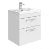 Brooklyn 500mm White Gloss 2 Drawer Wall Hung Vanity Unit -Wall Hung Vanity Units Shop BWH5W2D np