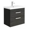 Brooklyn 600 Black Wall Hung 2 Drawer Vanity Unit with Thin-Edge Basin -Wall Hung Vanity Units Shop BWH6BLK2DTE np