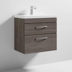 Brooklyn 600 Grey Avola Wall Hung 2 Drawer Vanity Unit with Thin-Edge Basin 9 Brooklyn 600 Grey Avola Wall Hung 2 Drawer Vanity Unit with Thin-Edge Basin -Wall Hung Vanity Units Shop BWH6GA2DTE d3 460