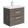 Brooklyn 600 Grey Avola Wall Hung 2 Drawer Vanity Unit with Thin-Edge Basin -Wall Hung Vanity Units Shop BWH6GA2DTE np