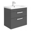 Brooklyn 600 Gloss Grey Wall Hung 2 Drawer Vanity Unit with Thin-Edge Basin -Wall Hung Vanity Units Shop BWH6GG2DTE p