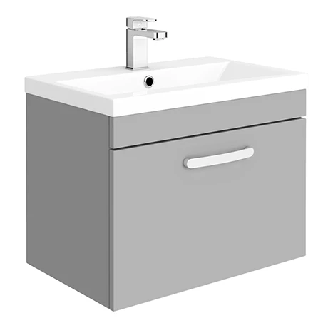 Brooklyn 600mm Grey Mist 1 Drawer Wall Hung Vanity Unit 3 Brooklyn 600mm Grey Mist 1 Drawer Wall Hung Vanity Unit