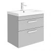 Brooklyn 600 Grey Mist Wall Hung 2 Drawer Vanity Unit with Thin-Edge Basin -Wall Hung Vanity Units Shop BWH6GM2DTE n p