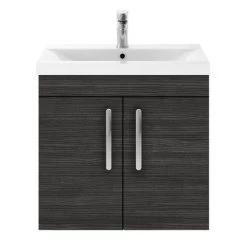 Brooklyn 600mm Black 2 Door Wall Hung Vanity Unit -Wall Hung Vanity Units Shop BWH6HB d4 460