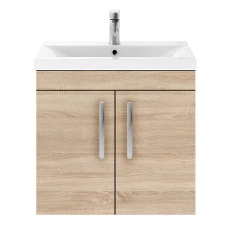 Brooklyn 600mm Natural Oak 2 Door Wall Hung Vanity Unit 6 Brooklyn 600mm Natural Oak 2 Door Wall Hung Vanity Unit - Image 4