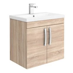 Brooklyn 600mm Natural Oak 2 Door Wall Hung Vanity Unit