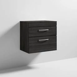 Brooklyn Wall Hung Countertop Vanity Unit - Black - 605mm 2 Drawer -Wall Hung Vanity Units Shop BWH6WT2DB n d1 460