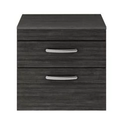 Brooklyn Wall Hung Countertop Vanity Unit - Black - 605mm 2 Drawer -Wall Hung Vanity Units Shop BWH6WT2DB d3 460
