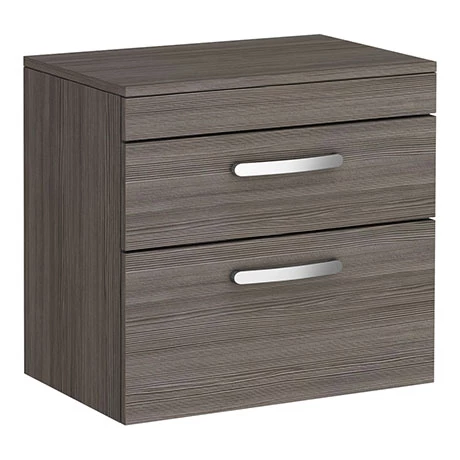 Brooklyn Wall Hung Countertop Vanity Unit - Grey Avola - 605mm 2 Drawer with Chrome Handles 3 Brooklyn Wall Hung Countertop Vanity Unit - Grey Avola - 605mm 2 Drawer with Chrome Handles