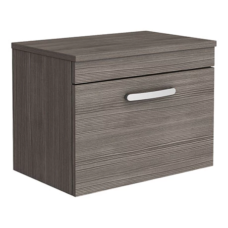 Brooklyn Wall Hung Countertop Vanity Unit - Grey Avola - 605mm with Chrome Handle 3 Brooklyn Wall Hung Countertop Vanity Unit - Grey Avola - 605mm with Chrome Handle