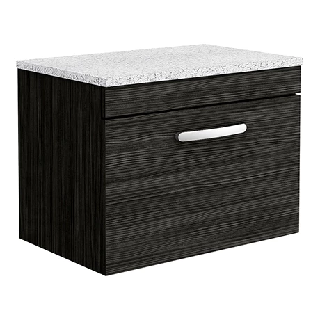 Brooklyn Wall Hung Countertop Vanity Unit - Black - 600mm with White Worktop & Chrome Handle 3 Brooklyn Wall Hung Countertop Vanity Unit - Black - 600mm with White Worktop & Chrome Handle