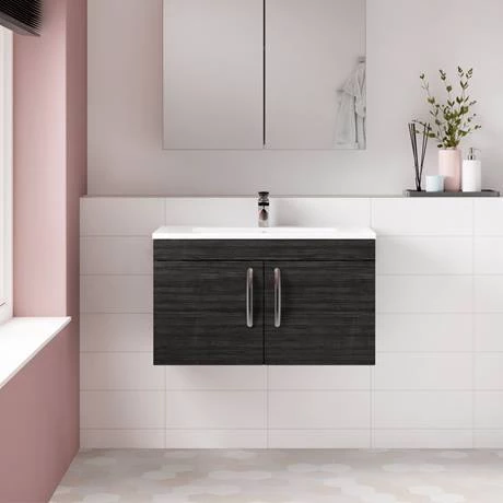 Brooklyn 800mm Black 2 Door Wall Hung Vanity Unit 6 Brooklyn 800mm Black 2 Door Wall Hung Vanity Unit - Image 4