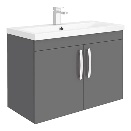 Brooklyn 800mm Gloss Grey 2 Door Wall Hung Vanity Unit 3 Brooklyn 800mm Gloss Grey 2 Door Wall Hung Vanity Unit