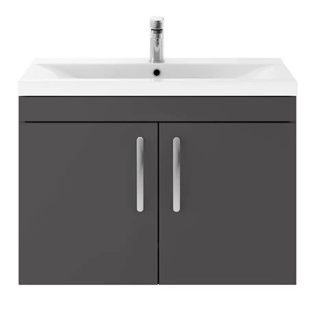Brooklyn 800mm Gloss Grey 2 Door Wall Hung Vanity Unit 6 Brooklyn 800mm Gloss Grey 2 Door Wall Hung Vanity Unit - Image 4