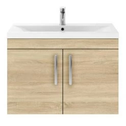Brooklyn 800mm Natural Oak 2 Door Wall Hung Vanity Unit -Wall Hung Vanity Units Shop BWH82DNO d2 460