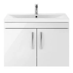 Brooklyn 800mm Gloss White 2 Door Wall Hung Vanity Unit -Wall Hung Vanity Units Shop BWH82DWHT d4 460