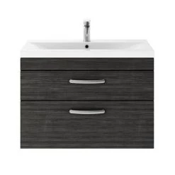 Brooklyn 800mm Black 2 Drawer Wall Hung Vanity Unit -Wall Hung Vanity Units Shop BWH8BLK2D d4 460
