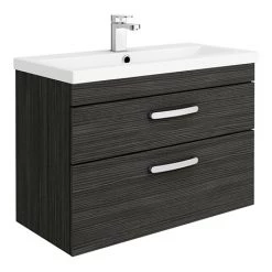 Brooklyn 800mm Black 2 Drawer Wall Hung Vanity Unit