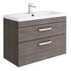 Brooklyn 800mm Grey Avola 2 Drawer Wall Hung Vanity Unit -Wall Hung Vanity Units Shop BWH8GA2D np
