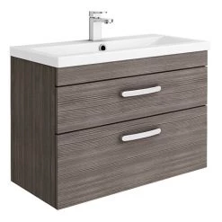 Brooklyn 800mm Grey Avola 2 Drawer Wall Hung Vanity Unit
